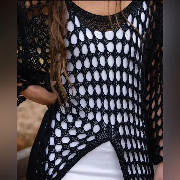 Black Crochet Cover-Up - Picture 5 of 7